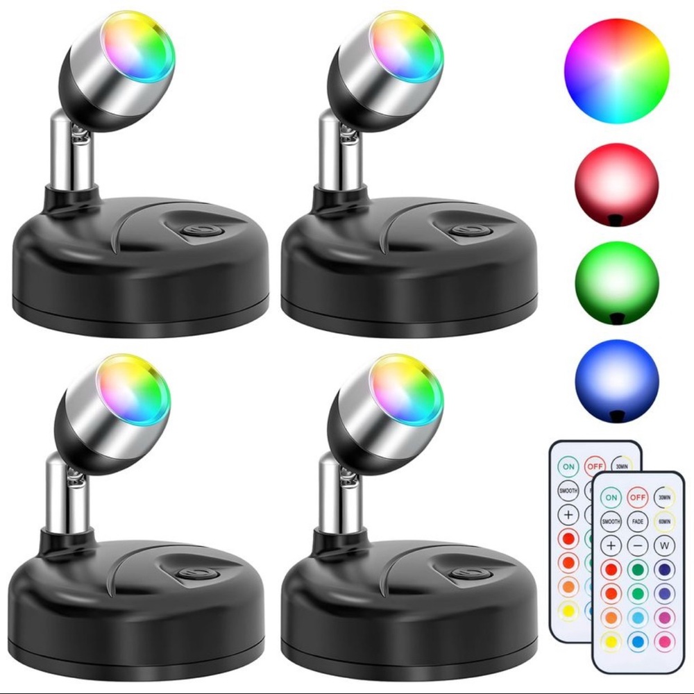 Spot Lights 4 Pack Floor Uplighting Indoor 13 Color Changing Remote & Timer